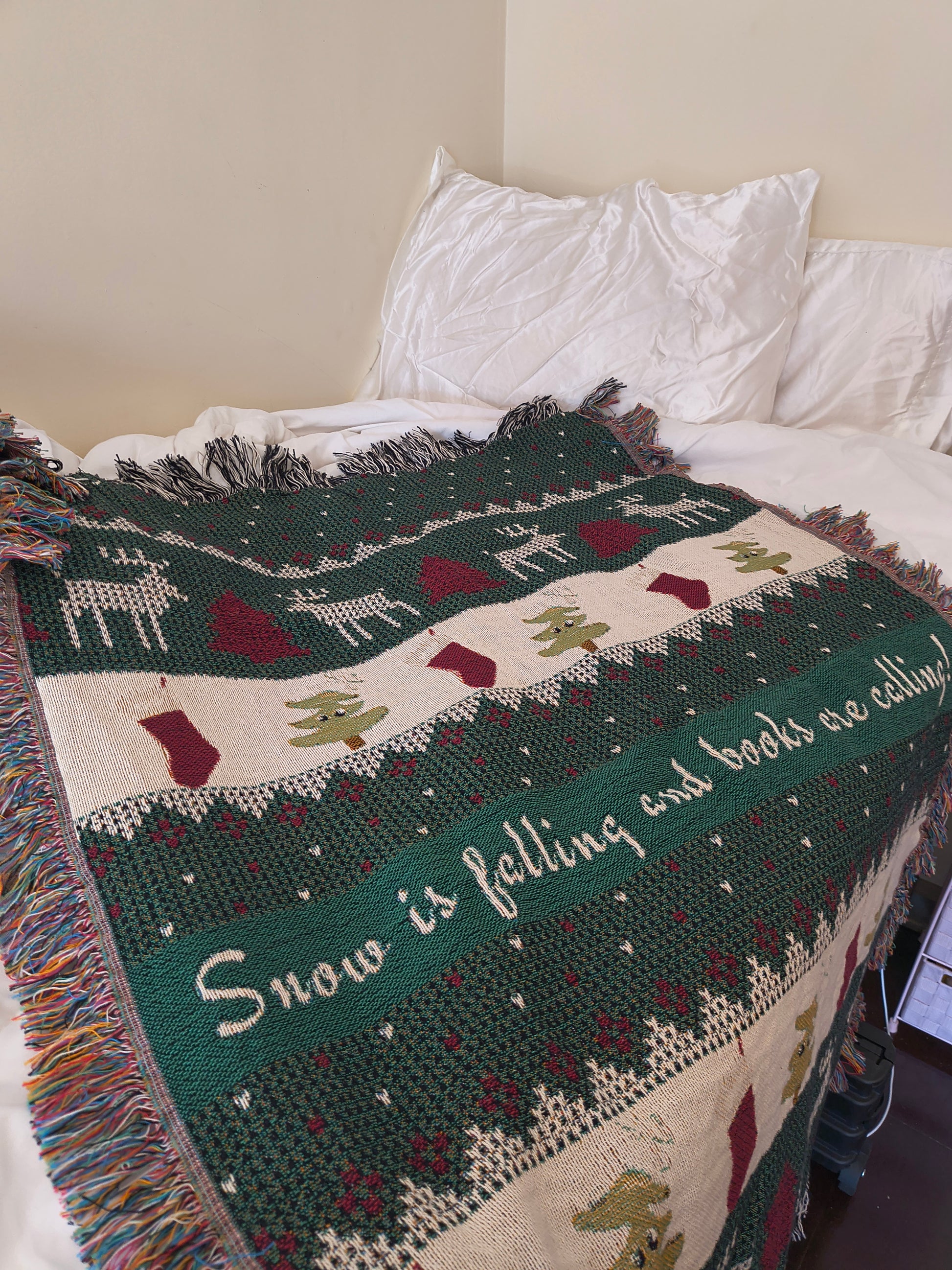 Snow Is Falling & Books Are Calling Woven Blanket