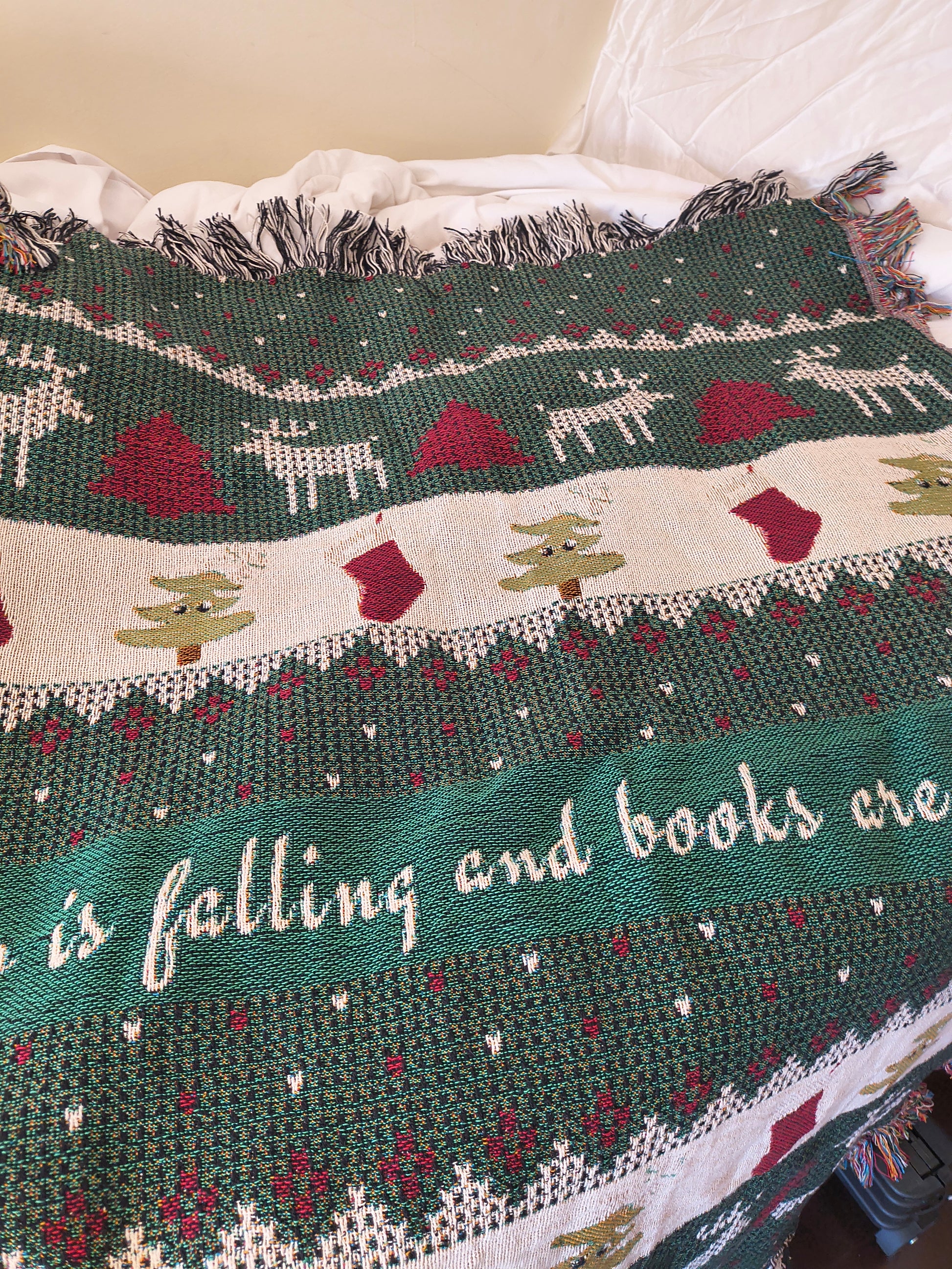 Snow Is Falling & Books Are Calling Woven Blanket